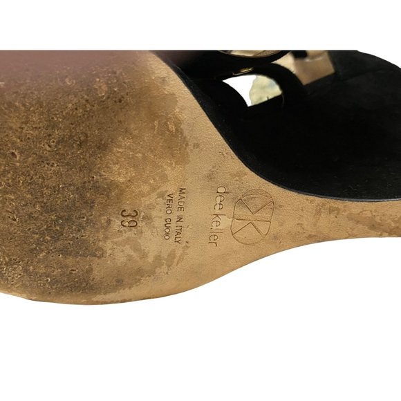 dee keller black strappy studded wedges made‎ in Italy Sz 39(8.5) - Picture 8 of 9